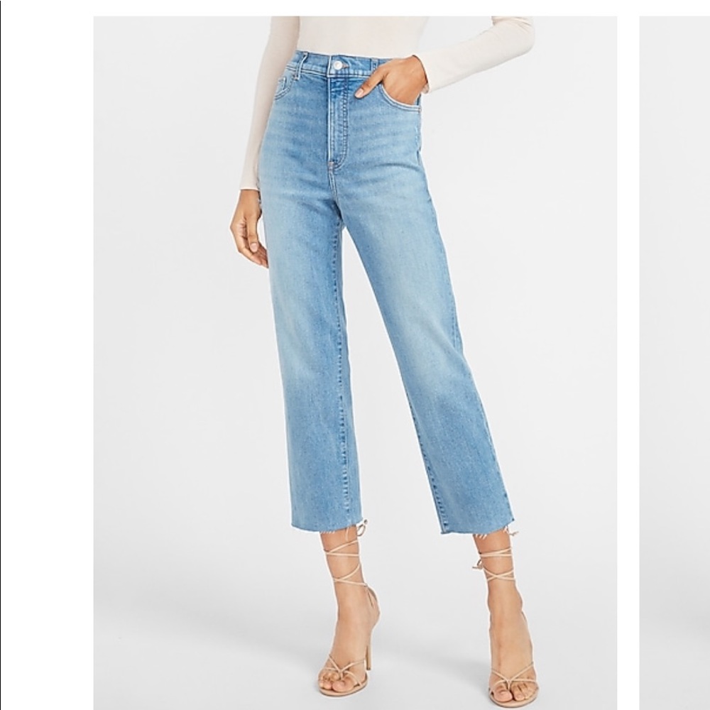 Express High-Waisted Raw Hem Jeans